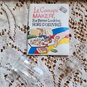 Vintage 80's Le Canape' Maker Booklet With 2 Clear Plastic Canape' Plungers